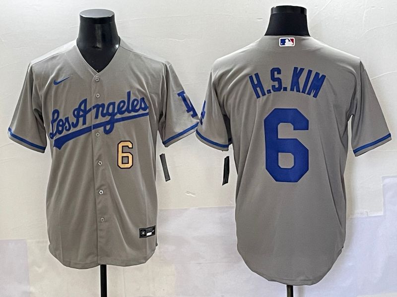 Men 2025 Los Angeles Dodgers #6 H.S.Kim Grey Game Nike MLB Jersey style 3->los angeles dodgers->MLB Jersey